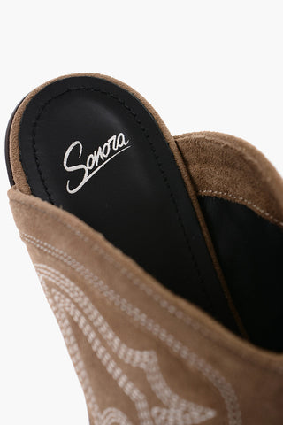 Suede Western Mules with Heel 5,5cm