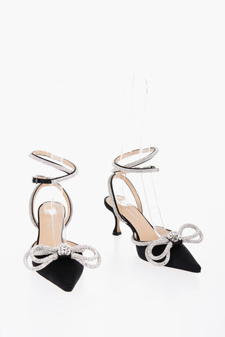 Satin DOUBLE BOW Pumps with Rhinestone Details 6,5cm