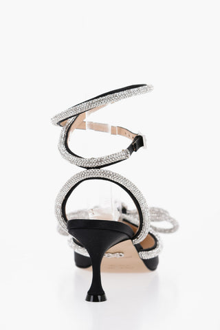 Satin DOUBLE BOW Pumps with Rhinestone Details 6,5cm