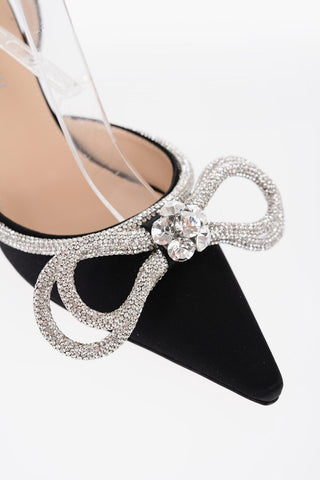 Satin DOUBLE BOW Pumps with Rhinestone Details 6,5cm