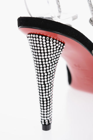 Suede ASTRID Lace Up Pumps with Rhinestone 8,5cm
