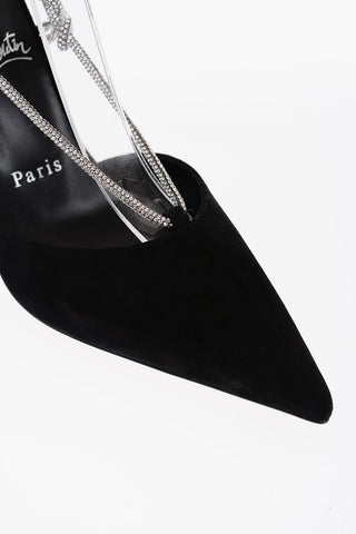 Suede ASTRID Lace Up Pumps with Rhinestone 8,5cm