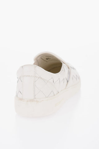 Woven Leather Slip-On Sneakers