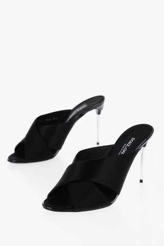 Satin Criss Corss Mules with Stiletto Heel 10cm