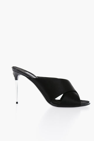 Satin Criss Corss Mules with Stiletto Heel 10cm