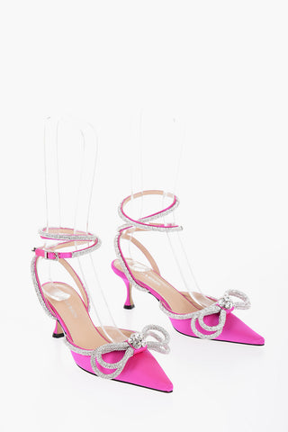 Satin DOUBLE BOW Pumps with Rhinestone Details 6,5cm