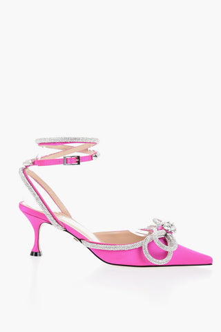 Satin DOUBLE BOW Pumps with Rhinestone Details 6,5cm