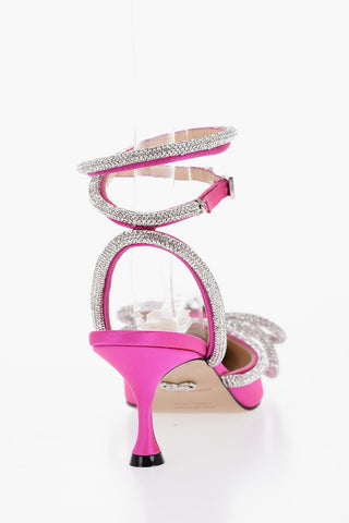Satin DOUBLE BOW Pumps with Rhinestone Details 6,5cm