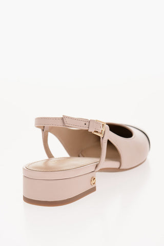 MICHAEL Leather PERLA Slingback Pumps with Patent Toe Heel 3cm