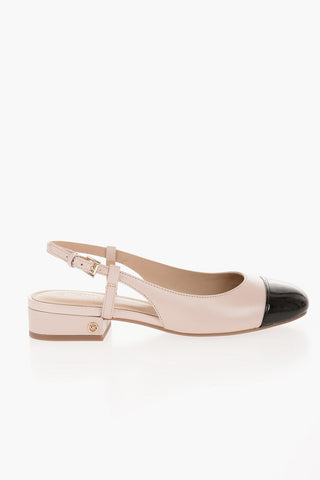 MICHAEL Leather PERLA Slingback Pumps with Patent Toe Heel 3cm