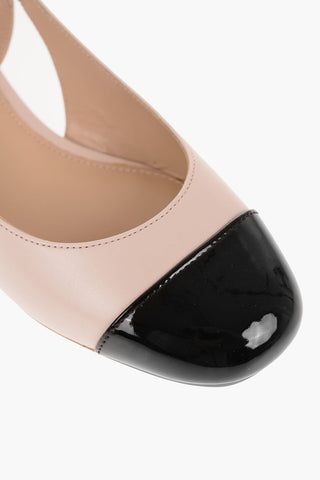 MICHAEL Leather PERLA Slingback Pumps with Patent Toe Heel 3cm