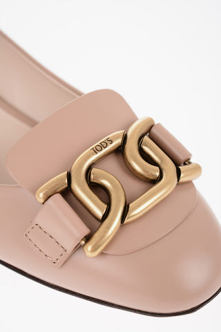 Leather Ballet Flats with Golden Detail