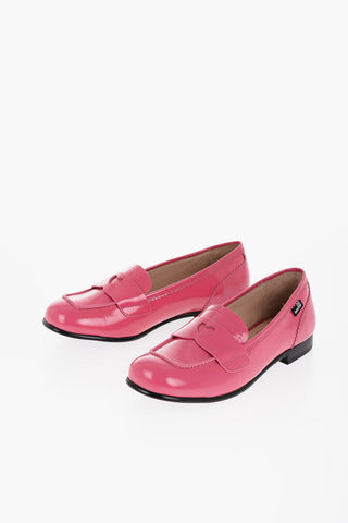 LOVE Patent Leather Loafers with Heart-Shaped Cut-Out Detail