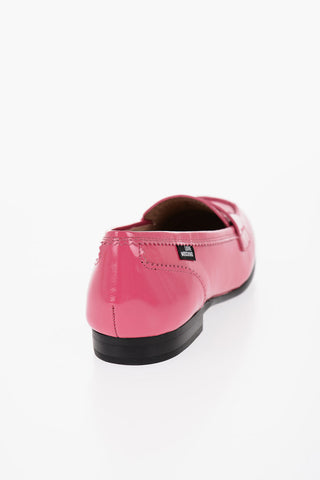 LOVE Patent Leather Loafers with Heart-Shaped Cut-Out Detail