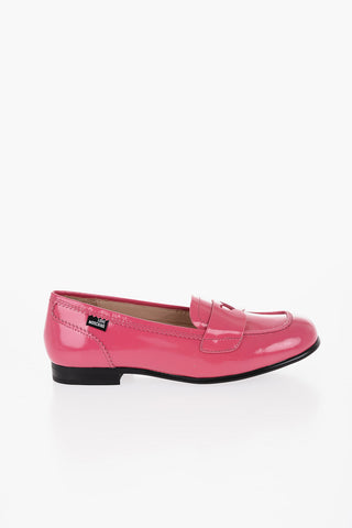 LOVE Patent Leather Loafers with Heart-Shaped Cut-Out Detail