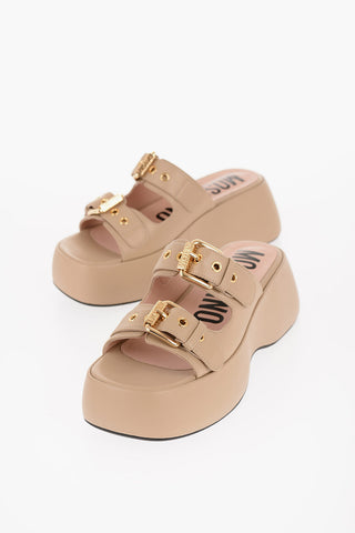 COUTURE! Leather DOLLY75 Sandals with Golden-Effect Double Buckle 7cm