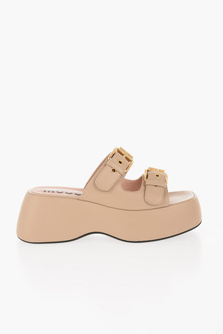 COUTURE! Leather DOLLY75 Sandals with Golden-Effect Double Buckle 7cm