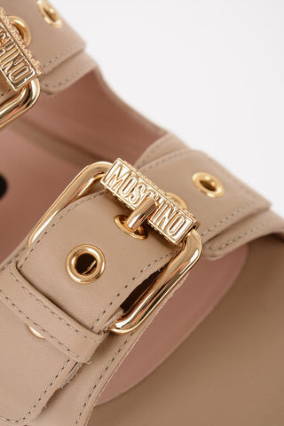 COUTURE! Leather DOLLY75 Sandals with Golden-Effect Double Buckle 7cm