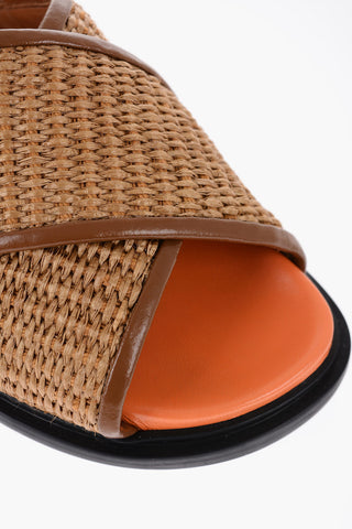 Leather and Raffia Sandals with Buckle Closure
