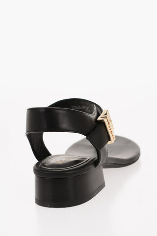 MICHAEL Leather ROBYN Thong Sandals with Golden Buckle Heel 3cm