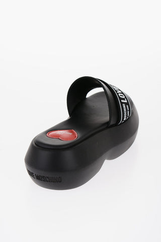 LOVE Leather Platform Sandals with Logoed Band 6cm