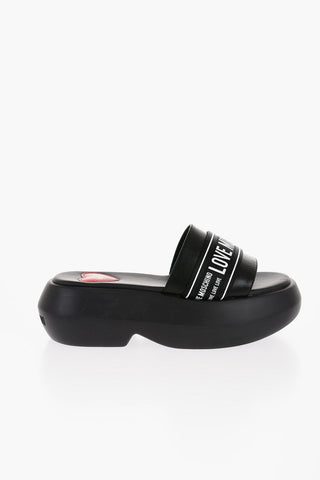 LOVE Leather Platform Sandals with Logoed Band 6cm