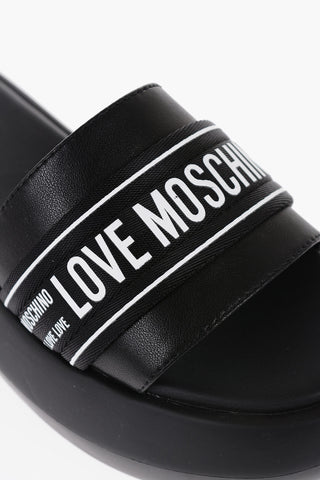 LOVE Leather Platform Sandals with Logoed Band 6cm