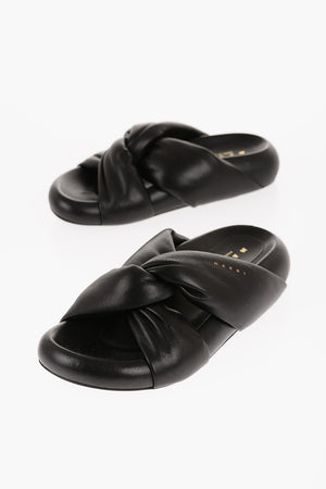 Gepolsterte Ledersandalen Mit Geflochtenem Riemen