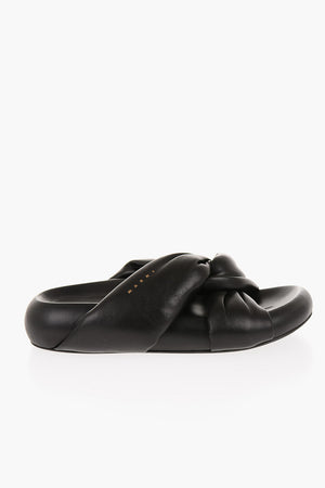 Gepolsterte Ledersandalen Mit Geflochtenem Riemen