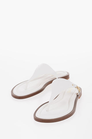 MICHAEL Leather DANIELLA Thong Sandals with Golden-Effect Monogram