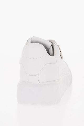 LOVE Solid Color Leather Low Top Sneakers with Logoed Charm