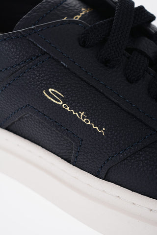 Textured Leather Low-Top Sneakerswith Logo-Print
