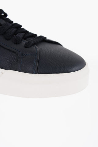 Textured Leather Low-Top Sneakerswith Logo-Print
