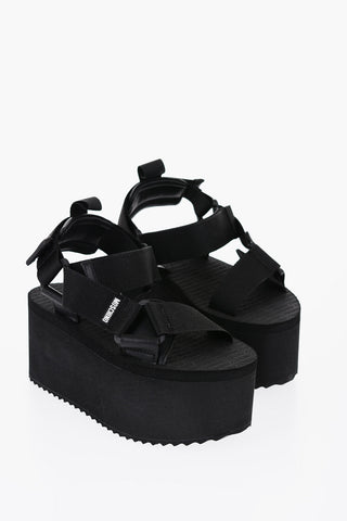 COUTURE! Sandali in Tessuto con Chiusura a Strappo e Platform 7cm