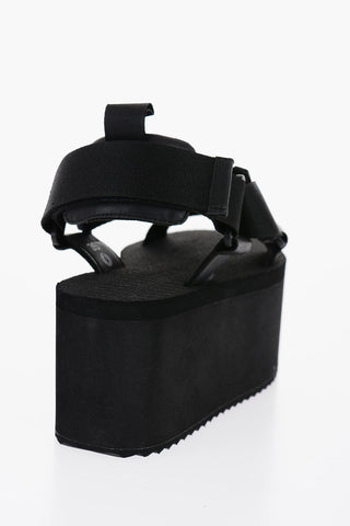COUTURE! Sandali in Tessuto con Chiusura a Strappo e Platform 7cm