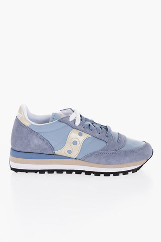 Suede and Nylon JAZZ TRIPLE Low Top Sneakers with Contrasting Detail