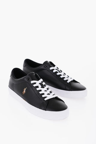 Leather Low Top Sneakers with Contrasting Sole