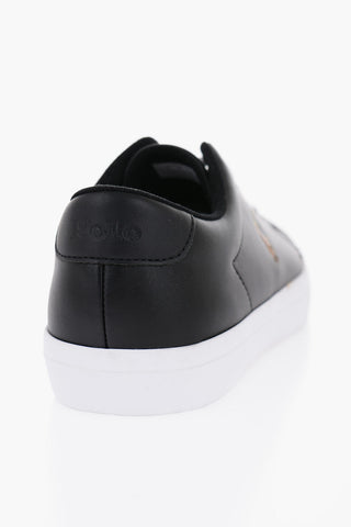Leather Low Top Sneakers with Contrasting Sole