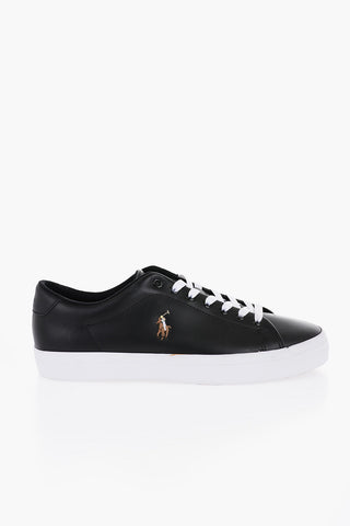 Leather Low Top Sneakers with Contrasting Sole