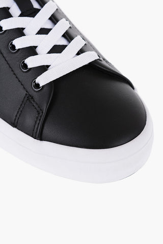 Leather Low Top Sneakers with Contrasting Sole