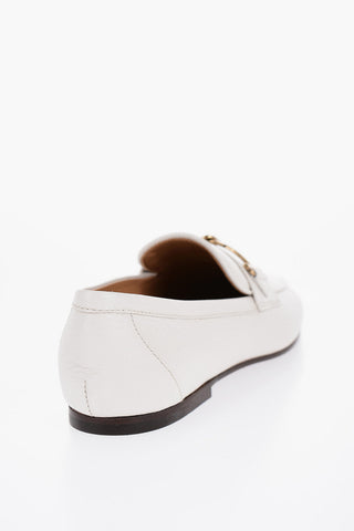 Textured Leather Bit Loafers with Golden Detail