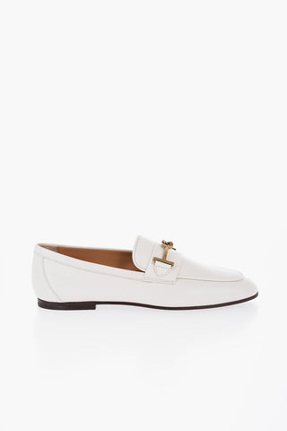 Textured Leather Bit Loafers with Golden Detail