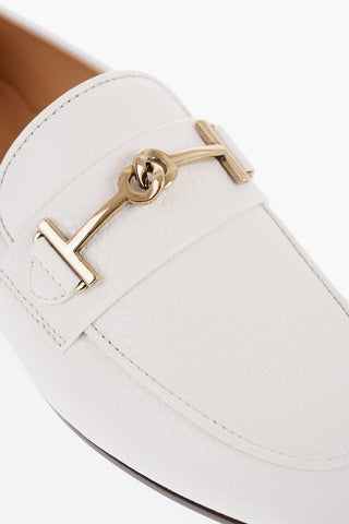 Textured Leather Bit Loafers with Golden Detail