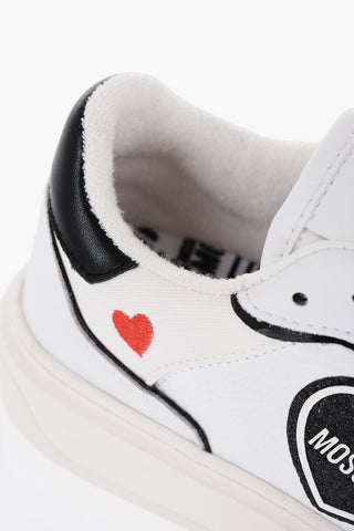 LOVE Sneakers Basse BOLD40 In Pelle Martellata con Dettagli a Contrasto