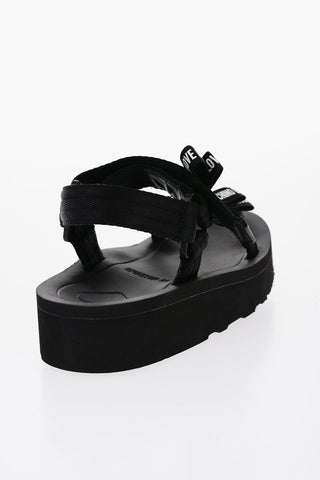 LOVE Solid Color Sandals with Touch Strap Closure and Logoed Bow