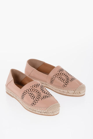 Espadrillas in Pelle con Suola in Rafia