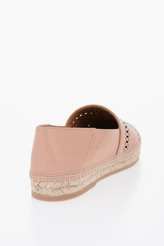 Espadrillas in Pelle con Suola in Rafia