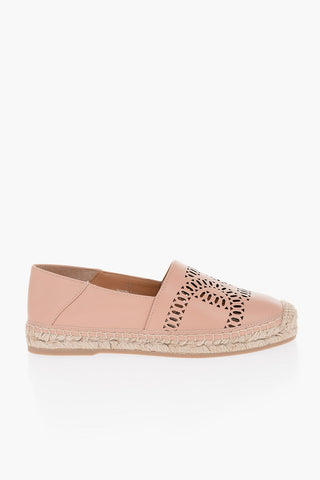 Espadrillas in Pelle con Suola in Rafia