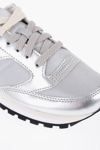 Metallic Leather JAZZ TRIPLE Low Top Sneakers with Nylon Inserts