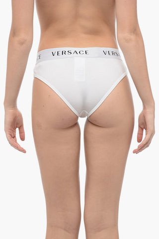 Stretch Cotton Briefs with Logoed Elastic Band